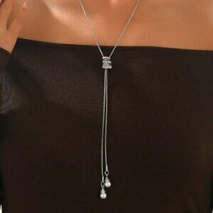 Geometric Spiral ABS Faux Pearl Adjustable Long Necklace